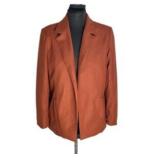 Vintage TanJay Open Front Burnt Orange Wool Blend Blazer, Size 38